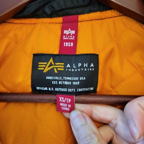 Alpha Industries MA-1 natus long bomber flight hooded jacket black XS - Picture 8 of 12